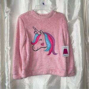 NWT Girls Super Fuzzy Pink Unicorn Sweatshirt - ADORABLE, Soft, Comfy & Warm